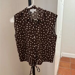 Brown and White Polkadot blouse